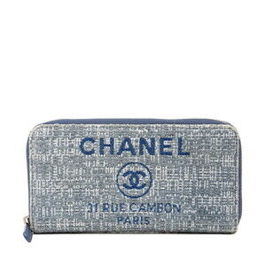 CHANEL Blue Leather Deauville Wallet